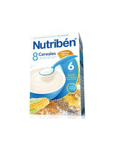 NUTRIBEN PAPILLA 8 CEREALES GALLETAS MARIA 1 ENVASE 600 G