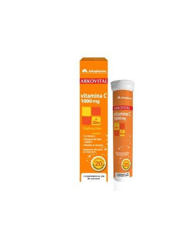 VITAMINA C 1000MG + ZINC  ARKOVITAL 20 COMPRIMIDOS EFERVESCENTES