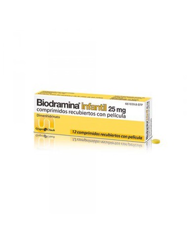 BIODRAMINA INFANTIL 25 mg 12 COMPRIMIDOS RECUBIERTOS