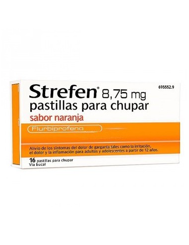 STREFEN 8,75 mg 16 PASTILLAS PARA CHUPAR (SABOR NARANJA)