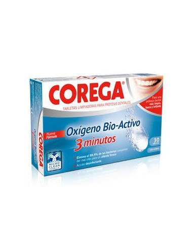 COREGA OXIGENO BIO-ACTIVO LIMPIEZA PROTESIS DENTAL 30 TABLETAS