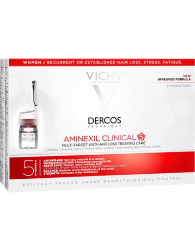 DERCOS AMINEXIL CLINICAL 5 MUJER 21 MONODOSIS 6 ml