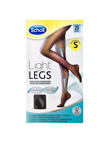 MEDIAS E.T. CINTURA COMPRESION LIGERA 20 DEN SCHOLL LIGHT LEGS TALLA S COLOR NEGRO