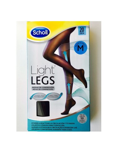 MEDIAS E.T. CINTURA COMPRESION LIGERA 20 DEN SCHOLL LIGHT LEGS TALLA M COLOR NEGRO