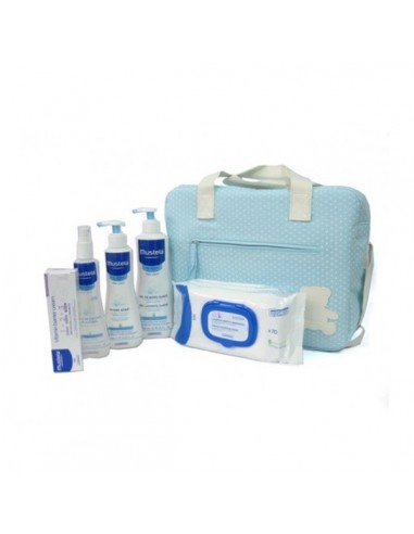 BOLSA MIS PRIMEROS PRODUCTOS BALSAMO COLONIA CREMA GEL AZUL