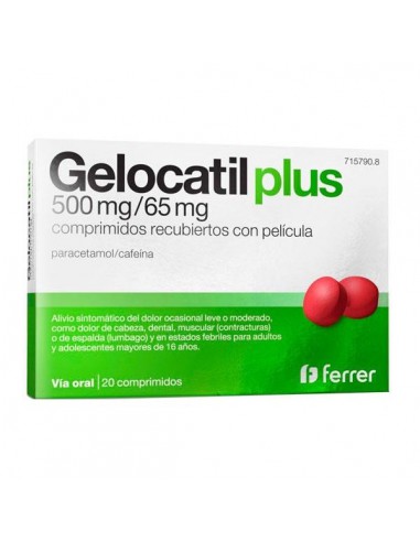 GELOCATIL PLUS 500/65 MG 20 COMPRIMIDOS RECUBIERTOS