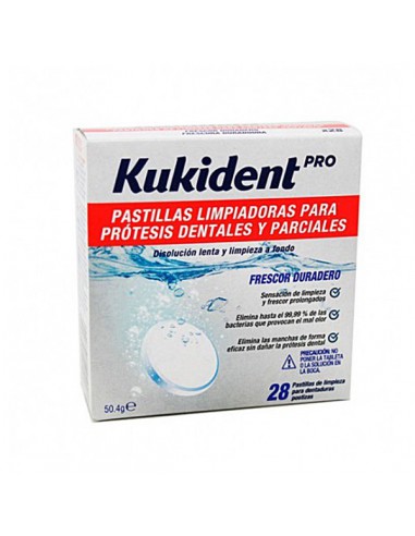 KUKIDENT PASTILLAS LIMPIADORAS PARA PROTESIS TOTALES Y PARCIALES 28 PASTILLAS