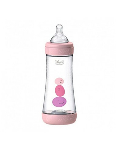 BIBERON PLASTICO T SILICONA CHICCO PERFECT5 ROSA 4M+ FLUJO RAPIDO 300 ML