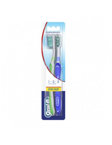 CEPILLO DENTAL ADULTO ORAL-B 1.2.3 CLASSIC CARE SHINY CLEAN 2CT 1 UNIDAD
