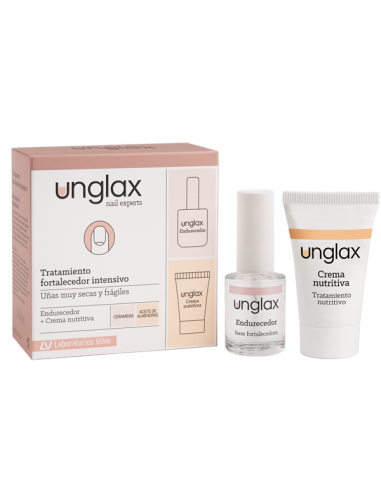 UNGLAX TTO FORTALECEDOR INTENSIVO UÑAS ENDURECEDOR + CREMA 1 ENVASE 10 ml + 1 ENVASE 15 ml PACK