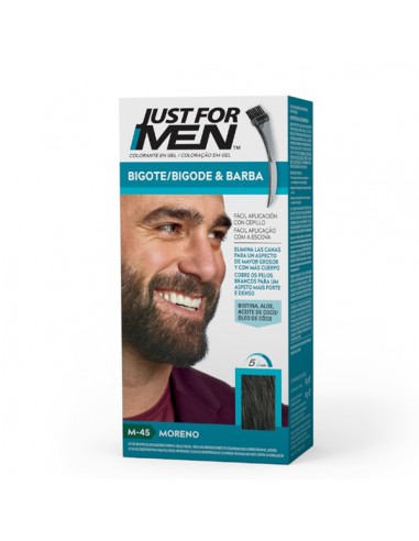 JUST FOR MEN BIGOTE Y BARBA GEL COLORANTE 1 ENVASE 30 ML COLOR MORENO