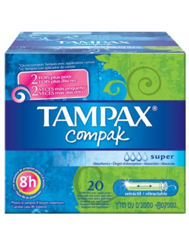 TAMPAX COMPAK TAMPON 100%ALGODON 22...