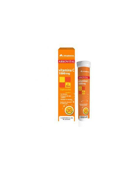 VITAMINA C 1000MG + ZINC  ARKOVITAL 20 COMPRIMIDOS EFERVESCENTES