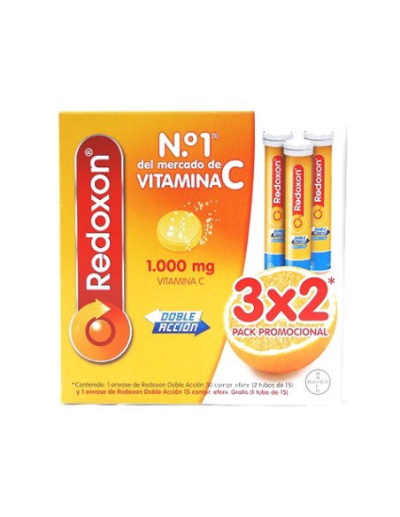 REDOXON DOBLE ACCION COMP EFERVESCENTES VIT C 30 COMPRIMIDOS NARANJA+ 15 EXTRA