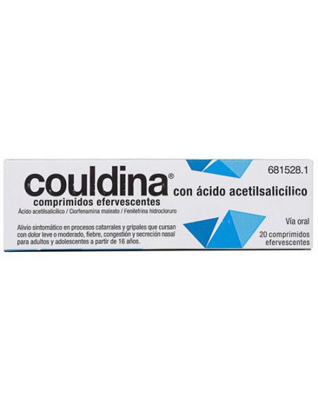 COULDINA CON ACIDO ACETILSALICILICO 500 MG/2 MG/7,5 MG 20 COMPRIMIDOS EFERVESCENTES