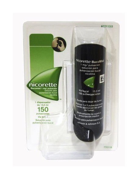 NICORETTE BUCOMIST 1 mg/PULSACION SOLUCION PARA PULVERIZACION BUCAL 1 ENVASE 13,2 ml (150 DOSIS)