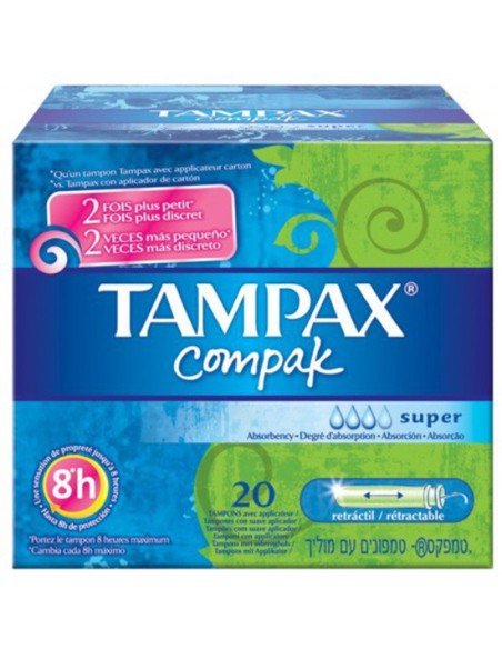 TAMPAX COMPAK TAMPON 100%ALGODON 22 UNIDADES SUPER