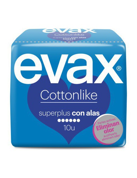COMPRESAS HIGIENICAS FEMENINAS EVAX COTTONLIKE SUPERPLUS CON ALAS 12 COMPRESAS