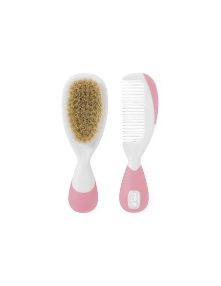 CEPILLO Y PEINE INFANTIL CHICCO PELO NATURAL ROSA