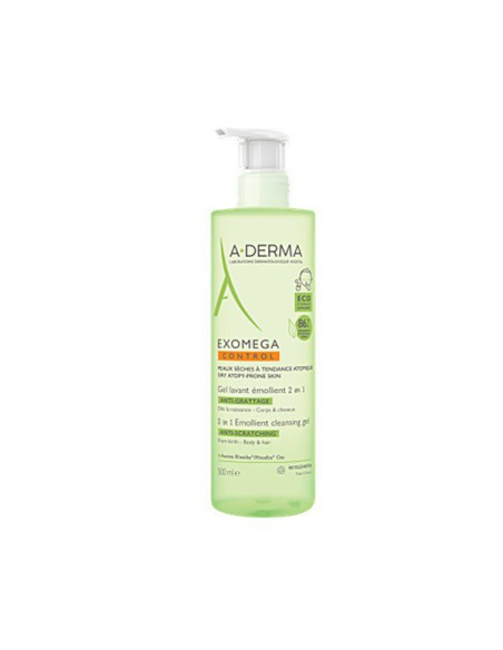 A-DERMA EXOMEGA CONTROL GEL LIMPIADOR EMOLIENTE 2 EN 1 CUERPO Y CABELL